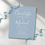 Convite De Casamento De Assinatura Azul Elegante D<br><div class="desc">Convite de casamento empoeirado e empoeirado,  com nomes de estilo de assinatura,  este convite de casamento azul e branco empoeirado para na moda pode ser personalizado com suas informações em caracteres brancos. Projetado por Thisnotme©</div>