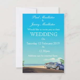 Convite de casamento de automóvel americano vintag