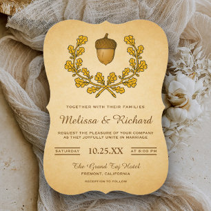 Convite De Casamento De Autumn Acorn Oak Leaves Wr