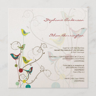 Convite de casamento De Aves De Verão E De Raios