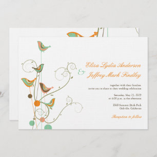 Convite de casamento De Aves De Verão E De Raios