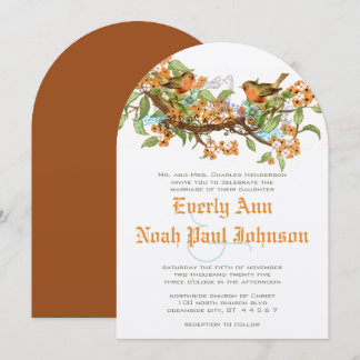 Convite De Casamento De Aves De Viagem Azul Coral