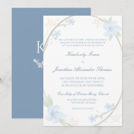 Convite De Casamento De Azul Floral
