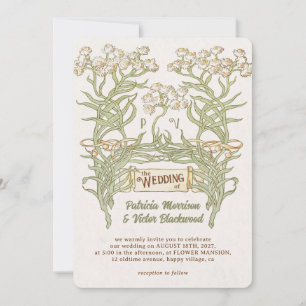 Convite De Casamento De Banner Floral Vintage