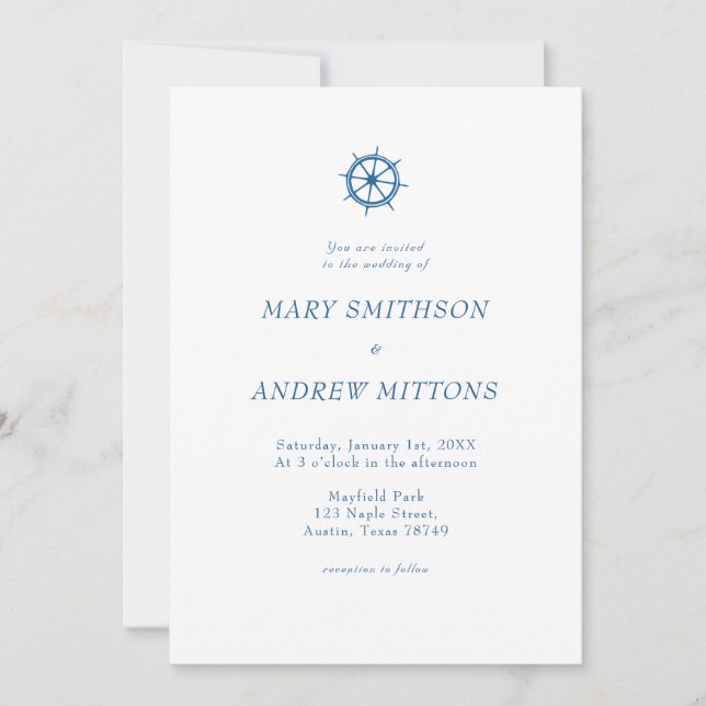 Convite de Casamento de Barco à Vela Elegante (Frente)