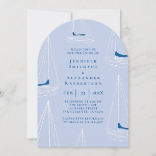 Convite de Casamento de Barco à Vela Minimalista A