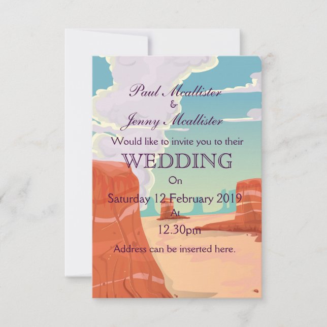 Convite de casamento de bebida Vintage Canyon (Frente)