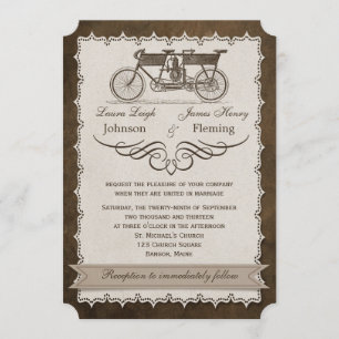 Convite de casamento de Bicicleta Tandem do Sécul