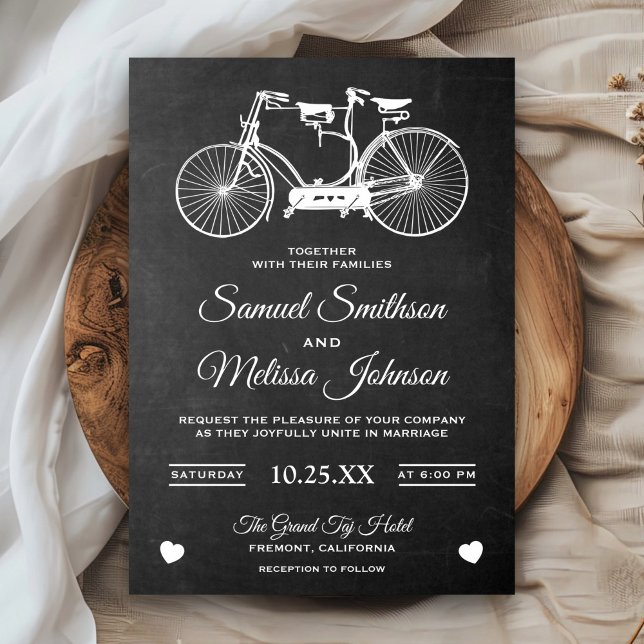 Convite de Casamento de Bicicleta Tandem Retro em  (Criador carregado)
