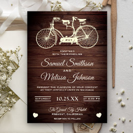 Convite de Casamento de Bicicleta Tandem Rústica V