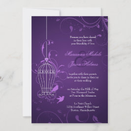 Convite de casamento de Birdcage Roxo com RSVP e I