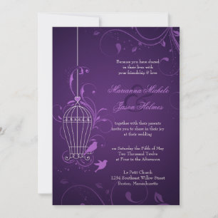 Convite de casamento de Birdcage Roxo com RSVP & I