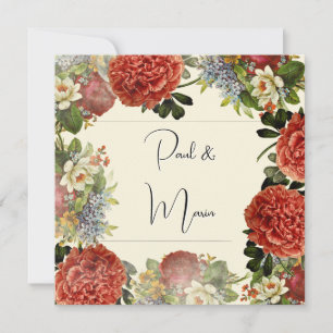 Convite de Casamento de BOHO Floral Retro