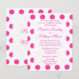 Convite de Casamento de Bolinhas Rosa