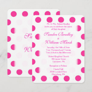 Convite de Casamento de Bolinhas Rosa