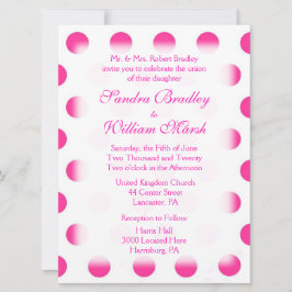 Convite de Casamento de Bolinhas Rosa