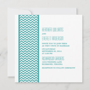Convite de casamento de Borda Chevron Teal