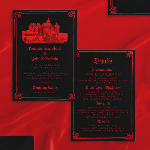Convite de Casamento de Borda de Castelo Gótico Pr