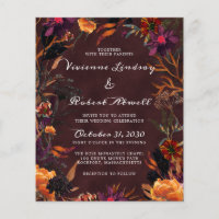 Convite De Casamento De Borgonha Floral De Queda D