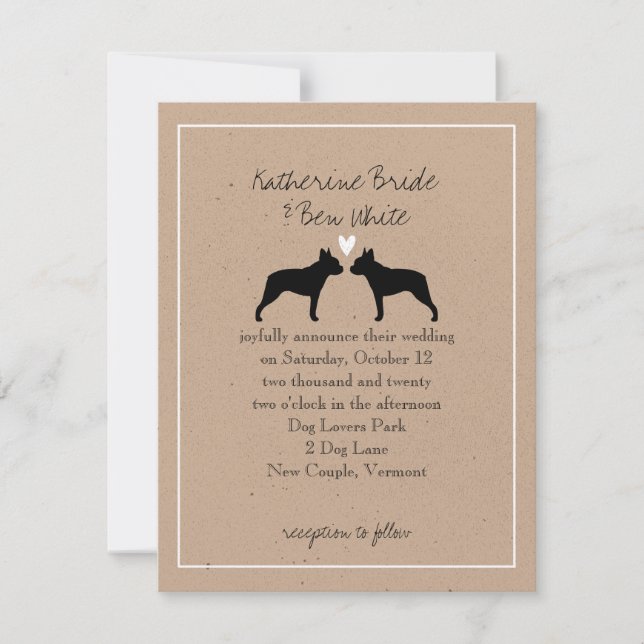 Convite de Casamento de Boston Terriers (Frente)