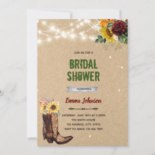 Convite de casamento de bota de cowgirl de celeiro