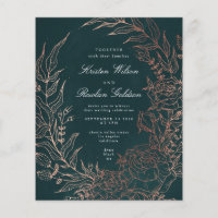 Convite de casamento de Bronze Verde Elegante de O