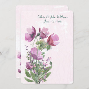 Convite de casamento de buquê cor-de-rosa