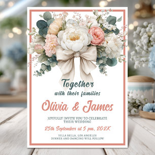 Convite De Casamento De Buquê Floral Blush