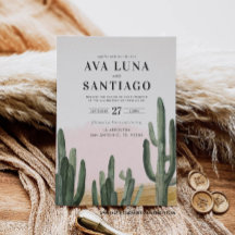 Convite de Casamento de Cacto do Deserto