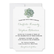 Convite De Casamento De Cactus Com Suculento Verde