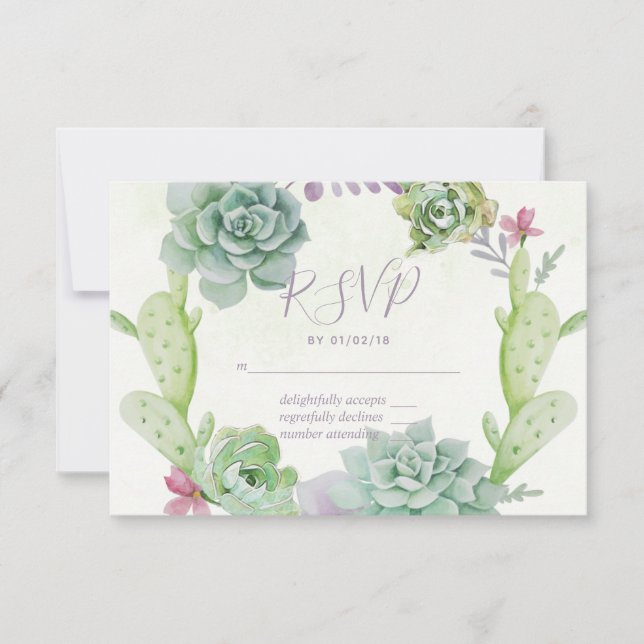 Convite de Casamento de Cactus Suculentas Desértic (Frente)