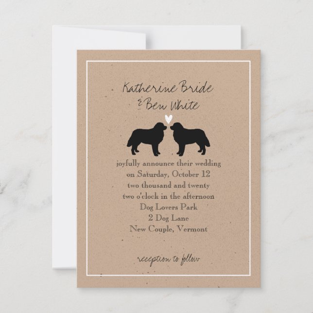 Convite de Casamento de Cães da Montanha de Berna (Frente)