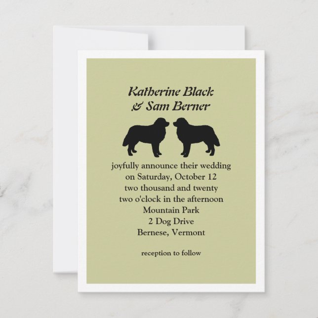 Convite de Casamento de Cães da Montanha de Berna (Frente)
