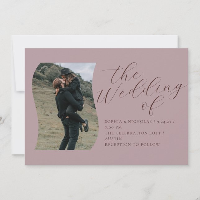 Convite De Casamento De Caligrafia De Script Limpo (Frente)