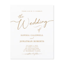 Convite de casamento de Caligrafia Dourada de Orça