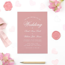 Convite de Casamento de Caligrafia Rosa Po dusty c