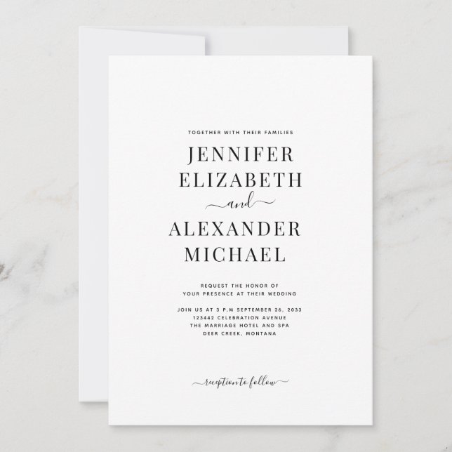 Convite De Casamento De Caligrafia Simples (Frente)