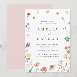 Convite de Casamento de Campo de Flores Silvestres