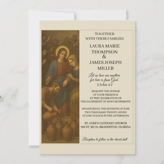 Convite de Casamento de Cana Bíblia Casamento (Frente)