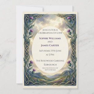 Convite de Casamento de Cardo Celta Roxo