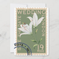 Convite de Casamento de Carimbo Vintage
