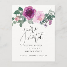 Convite de Casamento de Casais Magenta Blush Flora