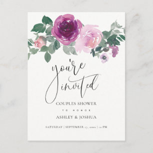 Convite de Casamento de Casais Magenta Blush Flora