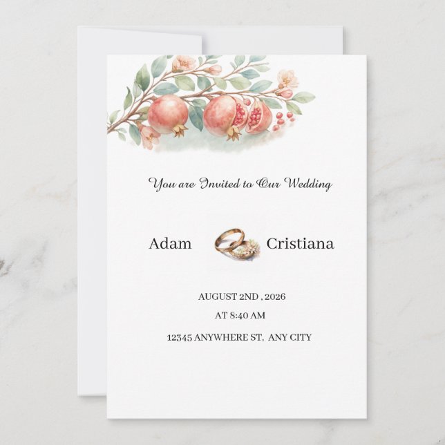 Convite de Casamento de Casal com Aquarela Elegant (Frente)