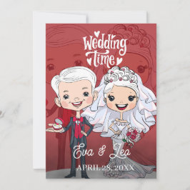 Convite de Casamento de Casal Ilustrado Moderno