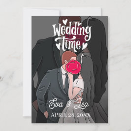 Convite de Casamento de Casal Ilustrado Moderno