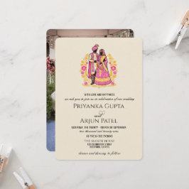 Convite de Casamento de Casal Indiano Colorido