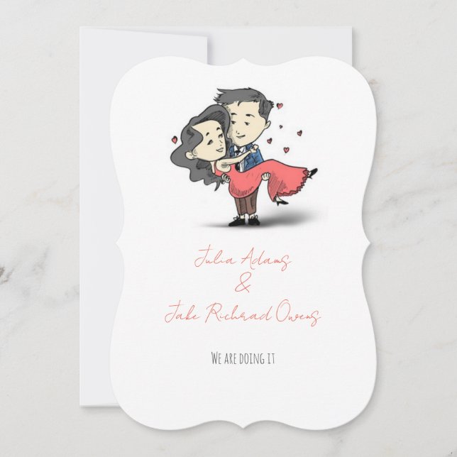 Convite de casamento de casal romântico engraçado  (Frente)