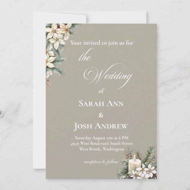 Convite de Casamento de casamento no inverno (Frente)