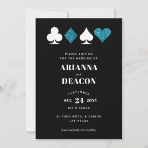 Convite de Casamento de Cassino Moderno com Brilho